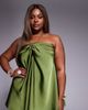 ASOS Curve ASOS DESIGN Curve gold tone chain halter neck satin top in khaki green - part of a set-Brown - 1