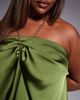 ASOS Curve ASOS DESIGN Curve gold tone chain halter neck satin top in khaki green - part of a set-Brown - 3