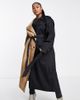 ASOS Curve ASOS DESIGN Curve half and half trench coat in black and stone-Multi - 1