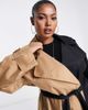 ASOS Curve ASOS DESIGN Curve half and half trench coat in black and stone-Multi - 3