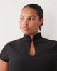 ASOS Curve ASOS DESIGN Curve high neck collar cut out top with hook-and-eye detailing in black - 1