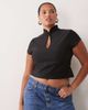 ASOS Curve ASOS DESIGN Curve high neck collar cut out top with hook-and-eye detailing in black - 3