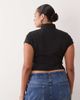 ASOS Curve ASOS DESIGN Curve high neck collar cut out top with hook-and-eye detailing in black - 4