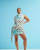 ASOS Curve ASOS DESIGN Curve high neck drape detail mini dress in scarf print-Multi - 1