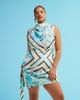 ASOS Curve ASOS DESIGN Curve high neck drape detail mini dress in scarf print-Multi - 2