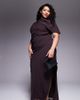 ASOS Curve ASOS DESIGN Curve high neck draped bodice cape maxi dress in chocolate-Brown - 1