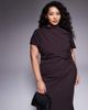 ASOS Curve ASOS DESIGN Curve high neck draped bodice cape maxi dress in chocolate-Brown - 4