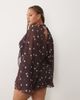 ASOS Curve ASOS DESIGN Curve high neck draped front extreme cape sleeve mini dress in brown polka dots-Multi - 4