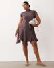 ASOS Curve ASOS DESIGN Curve high neck mini dress with handkerchief hem in chocolate brown - 3