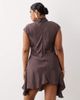 ASOS Curve ASOS DESIGN Curve high neck mini dress with handkerchief hem in chocolate brown - 4
