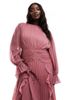ASOS Curve ASOS DESIGN Curve high neck ruched belt detail maxi dress in dusky pink - 3