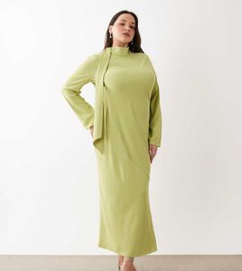 ASOS Curve ASOS DESIGN Curve high neck scarf detail maxi dress in green