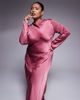 ASOS Curve ASOS DESIGN Curve high neck seam detail satin maxi dress in dusky rose-pink - 2