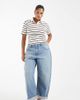 ASOS Curve ASOS DESIGN Curve high rise relaxed cuffed jeans in midwash blue - 1