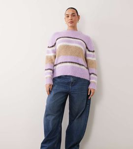 ASOS Curve ASOS DESIGN Curve high waist barrel leg jeans in mid wash blue