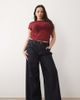 ASOS Curve ASOS DESIGN Curve high waist straight wide leg jeans in rinse-Navy - 1