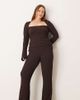 ASOS Curve ASOS DESIGN Curve high waist textured flare pants in chocolate - part of a set-Brown - 1
