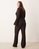 ASOS Curve ASOS DESIGN Curve high waist textured flare pants in chocolate - part of a set-Brown - 4