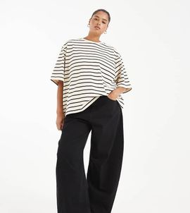 ASOS Curve ASOS DESIGN Curve high waisted barrel leg jeans in black