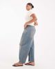 ASOS Curve ASOS DESIGN Curve high waisted barrel leg jeans in vintage wash-Blue - 3