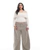 ASOS Curve ASOS DESIGN Curve horseshoe pants with tab waist detail in brown stripe - 1