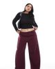 ASOS Curve ASOS DESIGN Curve horseshoe pants with tab waist detail in wine-Red - 1