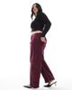 ASOS Curve ASOS DESIGN Curve horseshoe pants with tab waist detail in wine-Red - 3