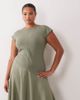 ASOS Curve ASOS DESIGN Curve hybrid midi dress with asymmetric dropped waist in khaki green-Multi - 1