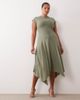 ASOS Curve ASOS DESIGN Curve hybrid midi dress with asymmetric dropped waist in khaki green-Multi - 2