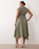 ASOS Curve ASOS DESIGN Curve hybrid midi dress with asymmetric dropped waist in khaki green-Multi - 4