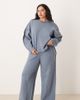 ASOS Curve ASOS DESIGN Curve interlock super wide leg sweatpants with seam detail in blue - 1