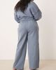 ASOS Curve ASOS DESIGN Curve interlock super wide leg sweatpants with seam detail in blue - 4