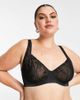 ASOS Curve ASOS DESIGN Curve Jade fine velvet flock spot underwire bra in black - 1