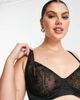 ASOS Curve ASOS DESIGN Curve Jade fine velvet flock spot underwire bra in black - 3