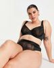ASOS Curve ASOS DESIGN Curve Jade fine velvet flock spot underwire bra in black - 4