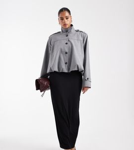ASOS Curve ASOS DESIGN Curve jersey column maxi skirt in black