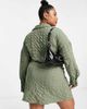 ASOS Curve ASOS DESIGN Curve knot front mini shirt dress in khaki-Green - 2