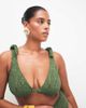ASOS Curve ASOS DESIGN Curve Kyle broderie twist front crop bikini top in olive-Green - 1