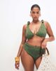 ASOS Curve ASOS DESIGN Curve Kyle broderie twist front crop bikini top in olive-Green - 2