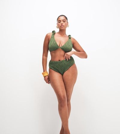 ASOS Curve ASOS DESIGN Curve Kyle high leg high waist bikini bottom in olive-Green