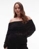 ASOS Curve ASOS DESIGN Curve lace fold over off the shoulder top in black - 1
