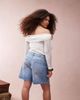 ASOS Curve ASOS DESIGN Curve lace off-the-shoulder long sleeve top with tie detail-White - 3