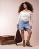 ASOS Curve ASOS DESIGN Curve lace off-the-shoulder long sleeve top with tie detail-White - 4