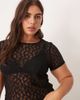 ASOS Curve ASOS DESIGN Curve lace short sleeve baby tee in black - 1