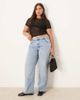 ASOS Curve ASOS DESIGN Curve lace short sleeve baby tee in black - 2