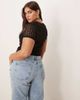 ASOS Curve ASOS DESIGN Curve lace short sleeve baby tee in black - 4
