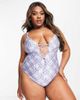 ASOS Curve ASOS DESIGN Curve lace up front swimsuit in blue tile print - 1