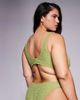 ASOS Curve ASOS DESIGN Curve Laurie textured high apex bikini top with chain link in lime-Green - 3