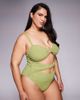 ASOS Curve ASOS DESIGN Curve Laurie twist front chain link bandeau swimsuit in lime-Green - 1