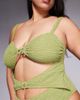 ASOS Curve ASOS DESIGN Curve Laurie twist front chain link bandeau swimsuit in lime-Green - 2